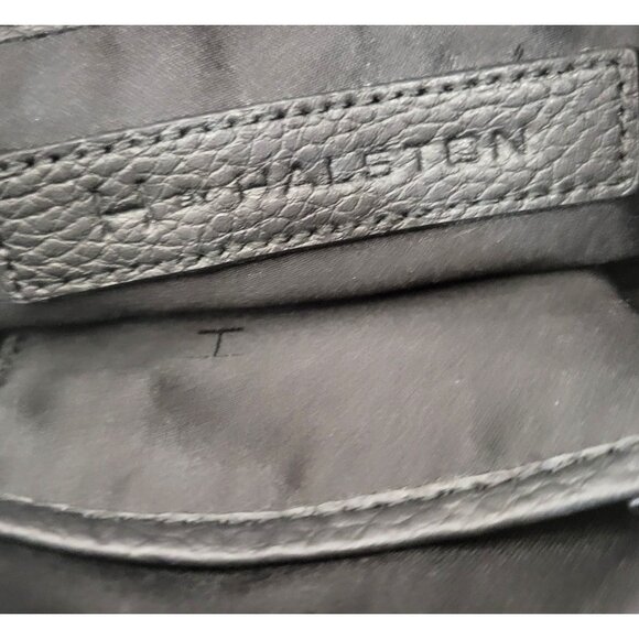 Vintage Halston Black Leather & Snake Print Crossbody Bag With Gold Accents - Picture 7 of 8